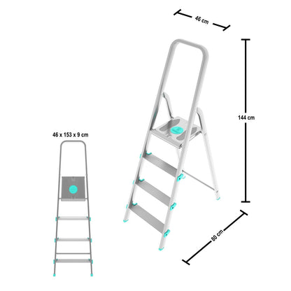 Escabeau 4 marches, Escabeau Pliable, Escabeau Sécurisé, Hauteur 84cm, Charge max. 150kg, Aluminium, Colombo LIBELLULA , 3