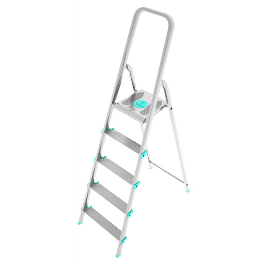 Escabeau 5 marches, Escabeau Pliable, Escabeau Sécurisé, Hauteur 106cm, Charge max.150kg, Aluminium, Colombo LIBELLULA , 1