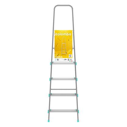 Escabeau 5 marches, Escabeau Pliable, Escabeau Sécurisé, Hauteur 106cm, Charge max.150kg, Aluminium, Colombo LIBELLULA , 5
