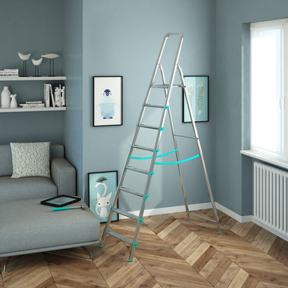  Escabeau Professionnel, 8 marches, Escabeau Pliable, Hauteur 174 cm, Charge max. 150 kg, Aluminium, Colombo LIBELLULA , 2