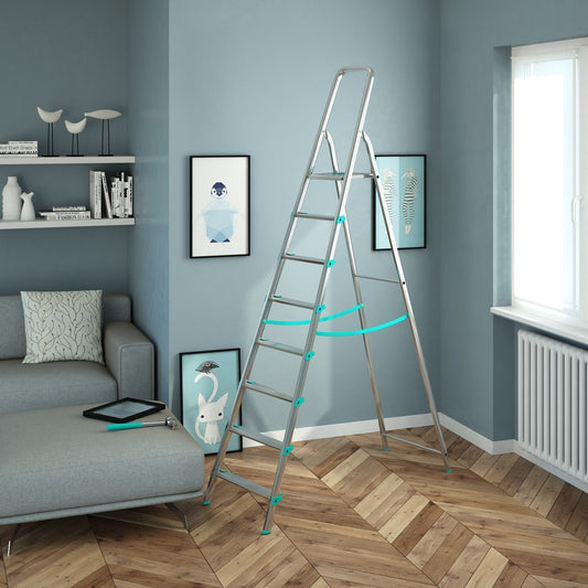  Escabeau Professionnel, 8 marches, Escabeau Pliable, Hauteur 174 cm, Charge max. 150 kg, Aluminium, Colombo LIBELLULA , 2