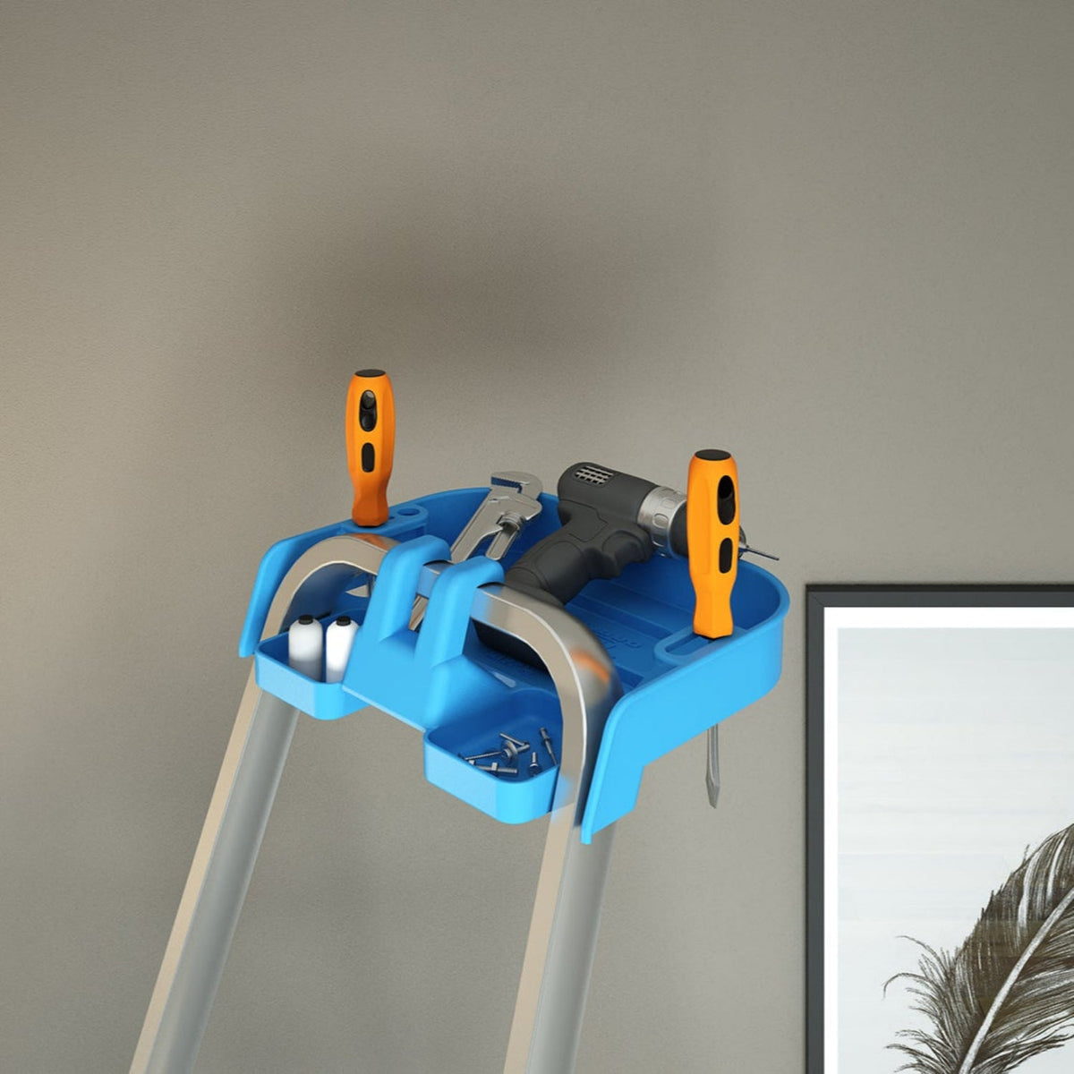  Escabeau 4 marches, Escabeau Pliable, marche extra large 12cm, avec bac de rangement, charge max.150kg, Colombo ATLANTICA , 7