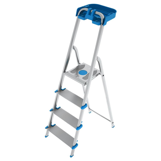  Escabeau 4 marches, Escabeau Pliable, marche extra large 12cm, avec bac de rangement, charge max.150kg, Colombo ATLANTICA , 1