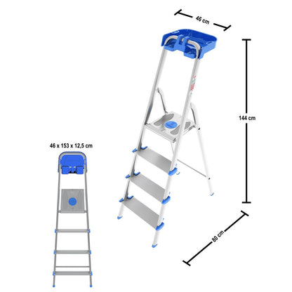  Escabeau 4 marches, Escabeau Pliable, marche extra large 12cm, avec bac de rangement, charge max.150kg, Colombo ATLANTICA , 5