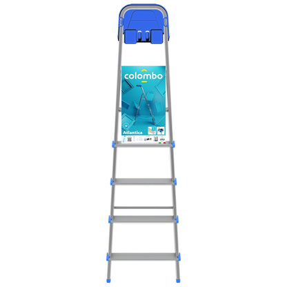  Escabeau 5 marches, Escabeau Pliable, marche extra large 12cm, avec bac de rangement, charge max. 150kg, Colombo ATLANTICA , 7