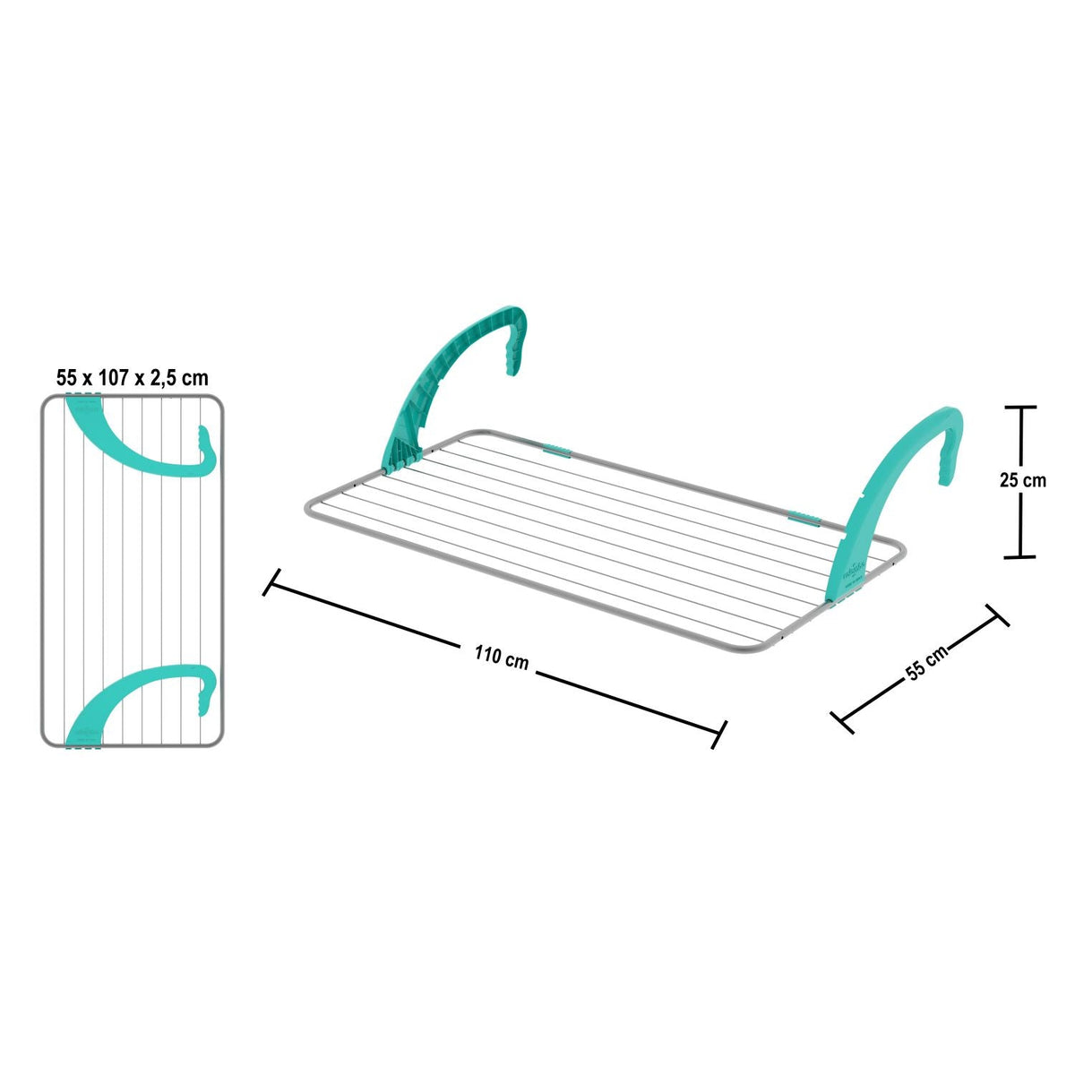  Etendoir a linge pliable, Séchoir à linge, Longueur de séchage 10m, Capacité de linge 5kg, Colombo BALCONY 10 , 2