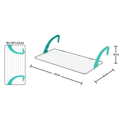  Etendoir a linge pliable, Séchoir à linge, Longueur de séchage 10m, Capacité de linge 5kg, Colombo BALCONY 10 , 2
