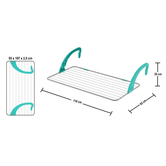  Etendoir a linge pliable, Séchoir à linge, Longueur de séchage 10m, Capacité de linge 5kg, Colombo BALCONY 10 , 2