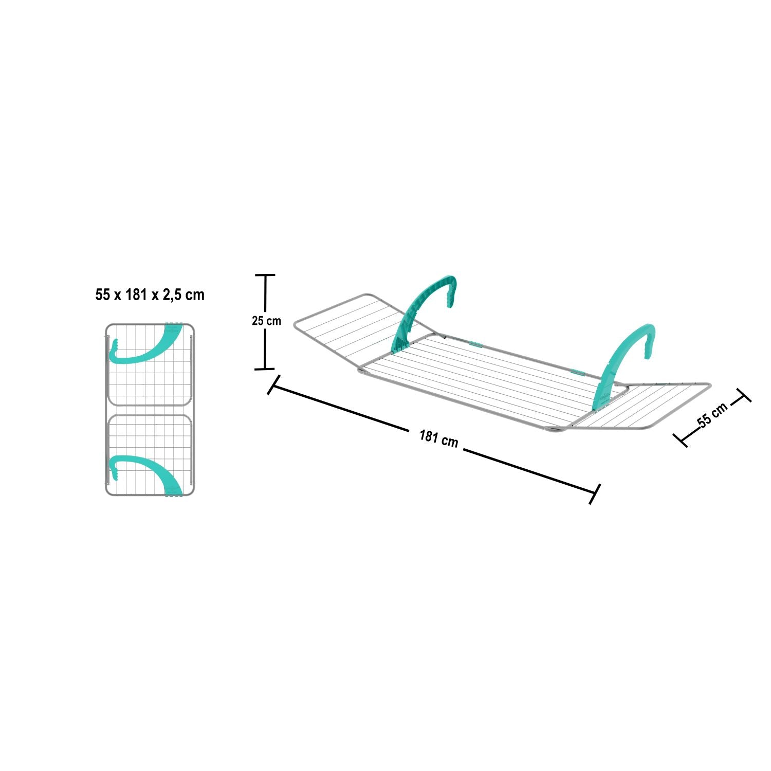  Séchoir à linge, Etendoir a linge pliable, Longueur de séchage 18m, Capacité de linge 8 kg, Colombo BALCONY 18 , 2