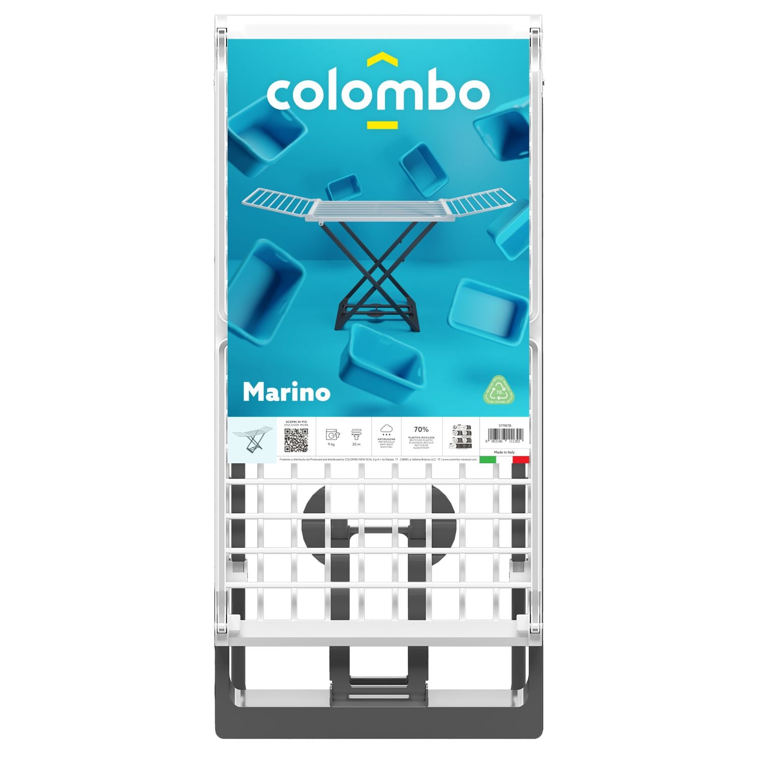  Étendoir à linge, Sechoir a linge, Etendoir a linge pliable, surface de séchage utile de 20m, capacité de linge 9kg, Colombo MARINO , 3