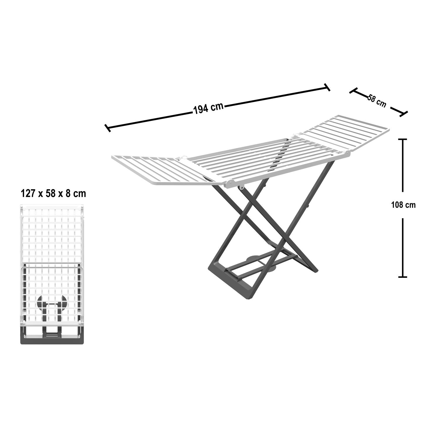  Étendoir à linge, Sechoir a linge, Etendoir a linge pliable, surface de séchage utile de 20m, capacité de linge 9kg, Colombo MARINO , 2