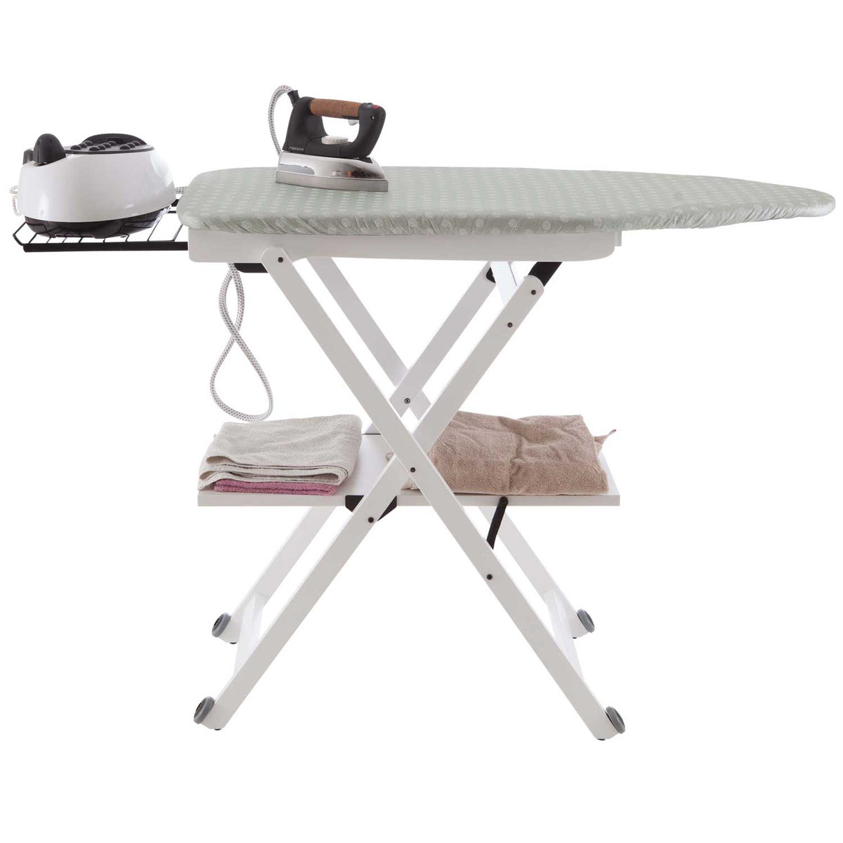 Table à Repasser, Planche à repasser, Réglable, avec Roulettes, ARIT STIROCOMODO, Couleur Blanc, 1