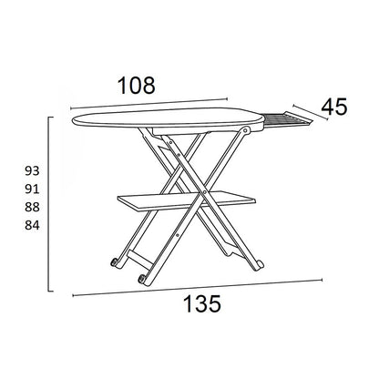 Table à Repasser, Planche à repasser, Réglable, avec Roulettes, ARIT STIROCOMODO, Couleur Blanc, 7