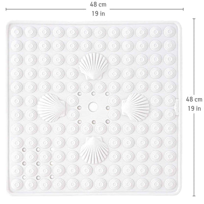 Tapis de Douche antidérapant, 48 x 48 cm, résistant à la moisissure, Lavable en Machine, Blanc, Tatkraft Shell, 5