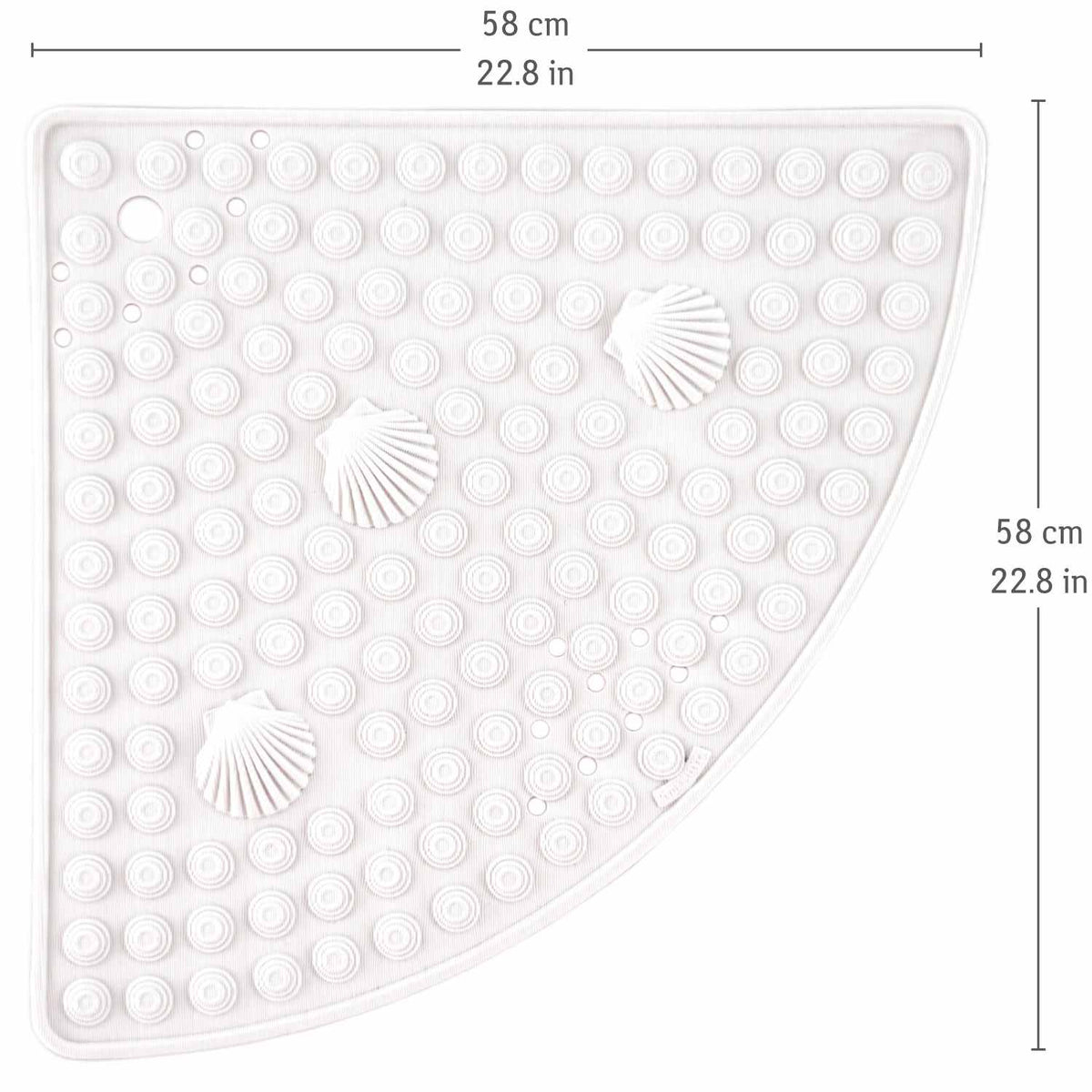 Tapis de Douche d'angle 58 x 58 cm, Anti-moisissure, Tapis de Douche antidérapant en PVC, Blanc, Tatkraft Shell, 4