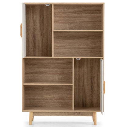 Étagère Bibliothèque, Meuble Etagere, Etagere de Rangement, 4 Niveaux, avec portes Étagères et Dispositif, Blanc, Costway, 4