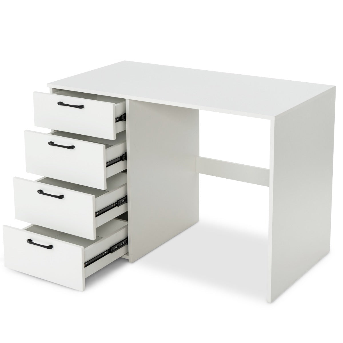 Bureau Ordinateur, Bureau Informatique, Grand Bureau, Bureau Moderne, Poste de Travail avec 4 Tiroirs, Costway, 2