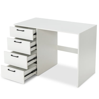 Bureau Ordinateur, Bureau Informatique, Grand Bureau, Bureau Moderne, Poste de Travail avec 4 Tiroirs, Costway, 2