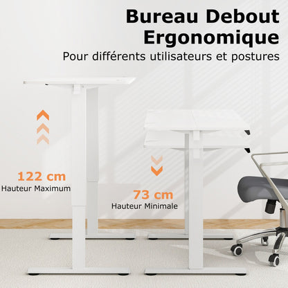 Bureau Electrique, Bureau Assis Debout Electrique, Bureau Assis Debout, 3 Hauteurs de Mémoire, Bureau Ordinateur, Costway, 8