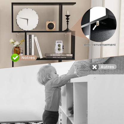 Étagère Bibliothèque, Etagere de Rangement, Etagere Colonne, Échelle en Bois à 6 niveaux avec 2 Portes, Noir, Costway, 7