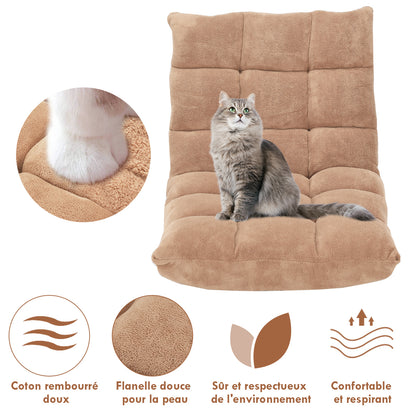 Chaise de Sol, Canapé Lit, Banquette Convertible, Canapé Lit Convertible, avec 14 Positions Réglables Marron, Costway, 7