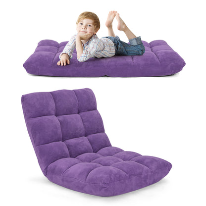 Chaise de Sol, Canapé Lit, Banquette Convertible, Canapé Lit Convertible, avec 14 Positions Réglables Violet, Costway, 6