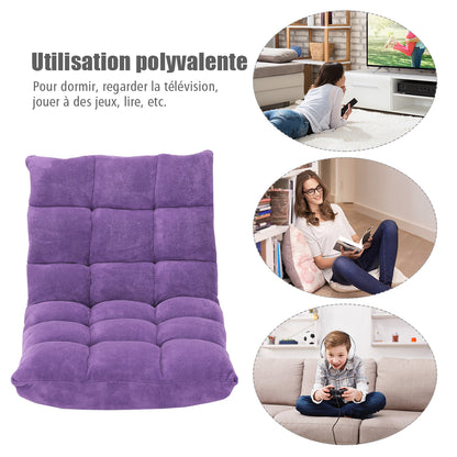 Chaise de Sol, Canapé Lit, Banquette Convertible, Canapé Lit Convertible, avec 14 Positions Réglables Violet, Costway, 8