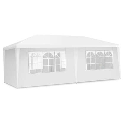Tonnelle de Jardin, 3 x 6 m, Tonnelle Terrasse, Pergola Jardin, avec 4 Murs Amovibles et Fenêtre sur Côt, Costway, 4