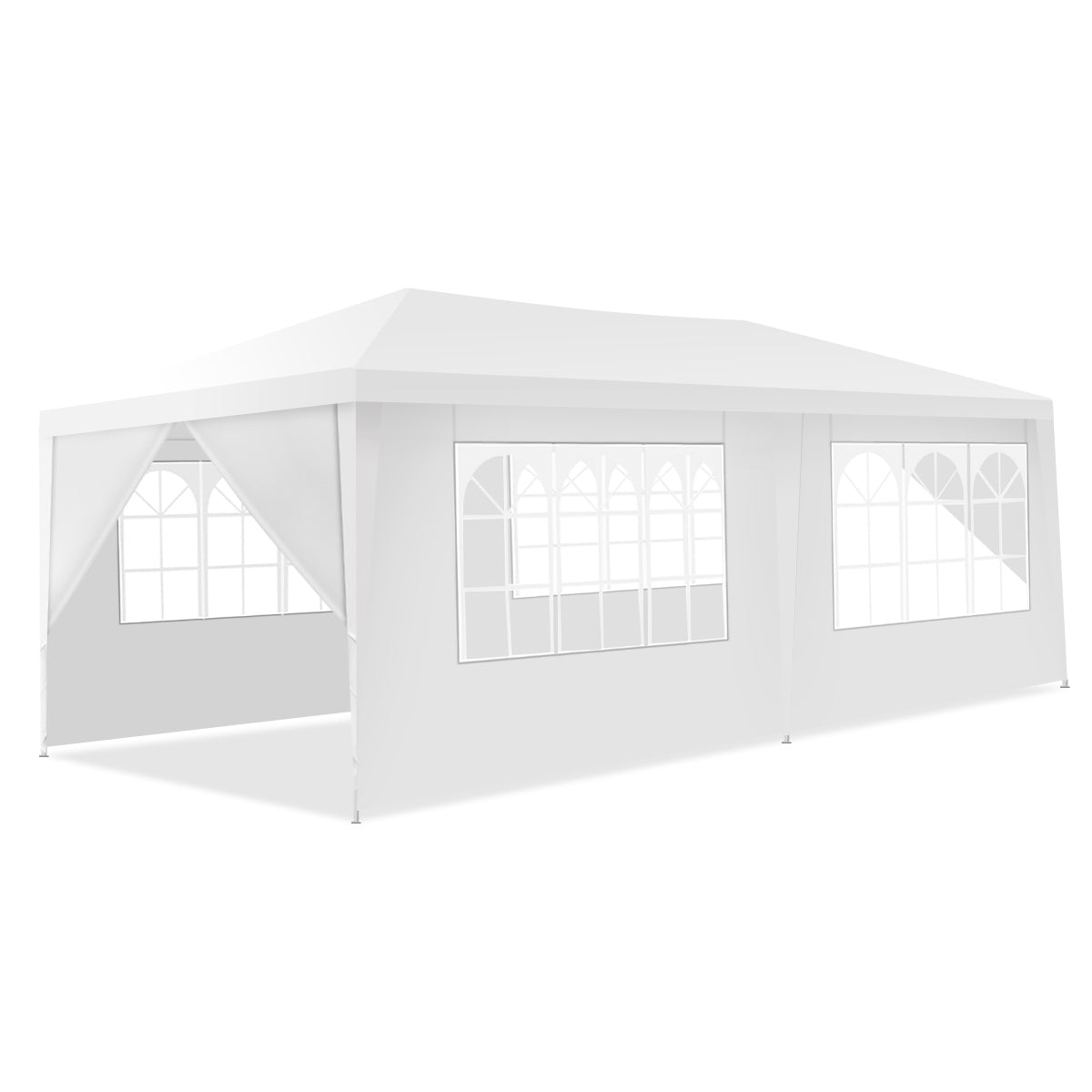 Tonnelle de Jardin, 3 x 6 m, Tonnelle Terrasse, Pergola Jardin, avec 4 Murs Amovibles et Fenêtre sur Côt, Costway, 1