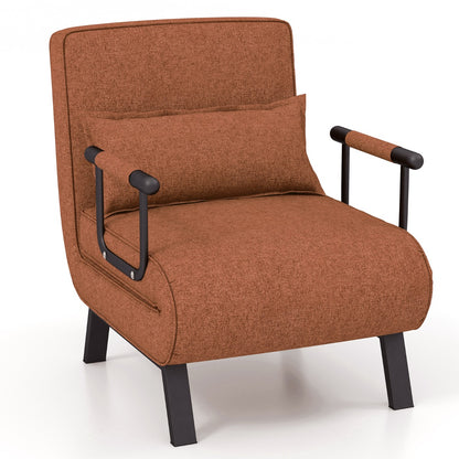 Fauteuil Convertible, Dossier Réglable en 6 Positions, Canapé Lit 1 Place, Fauteuil Confortable, Café, Costway, 1