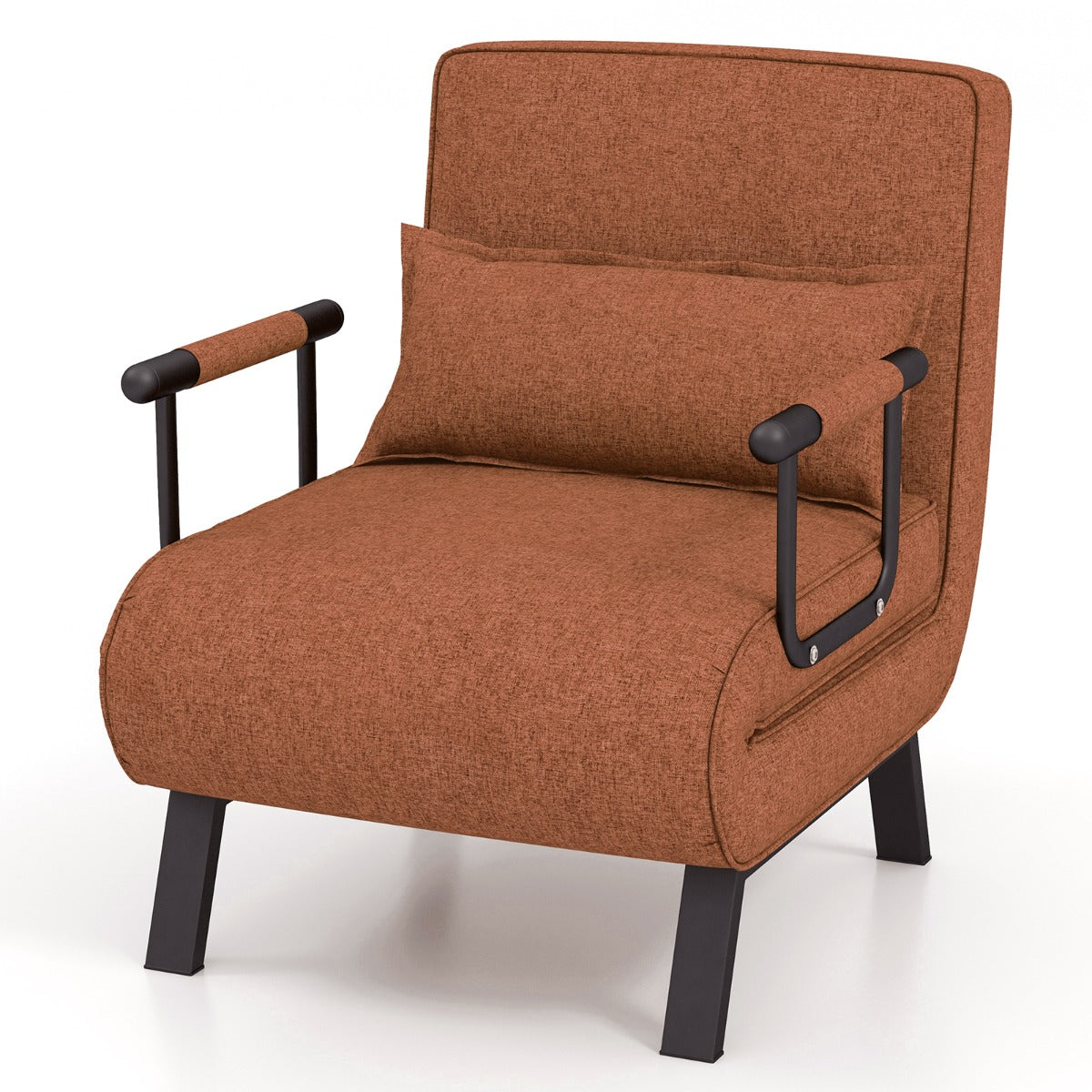 Fauteuil Convertible, Dossier Réglable en 6 Positions, Canapé Lit 1 Place, Fauteuil Confortable, Café, Costway, 4