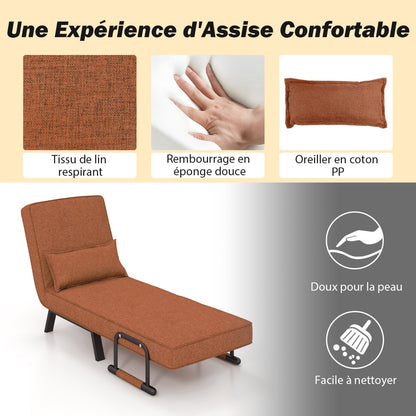 Fauteuil Convertible, Dossier Réglable en 6 Positions, Canapé Lit 1 Place, Fauteuil Confortable, Café, Costway, 7