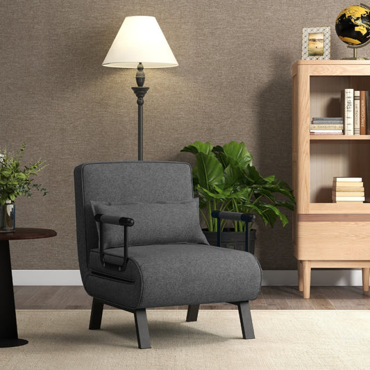 Fauteuil Convertible, Dossier Réglable en 6 Positions, Canapé Lit 1 Place, Fauteuil Confortable, Fauteuil Salon, Gris, Costway, 2