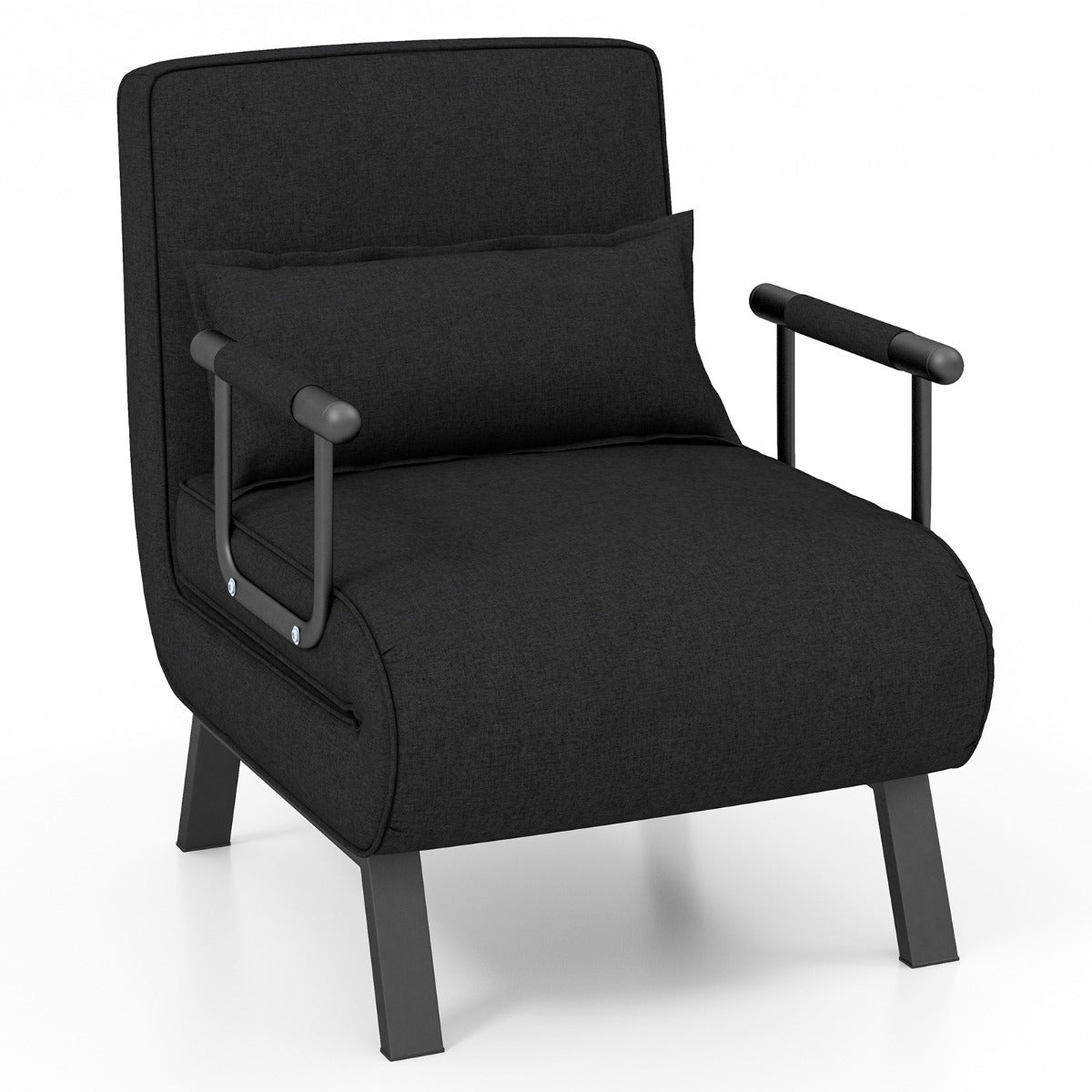Fauteuil Convertible, Dossier Réglable en 6 Positions, Canapé Lit 1 Place, Fauteuil Confortable, Noir, Costway, 1