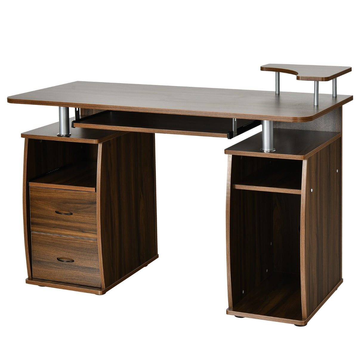 Bureau Ordinateur, Bureau Informatique, Bureau Moderne, Table de Bureau, Poste de Travail avec Tiroirs en Mdf, Costway, 1
