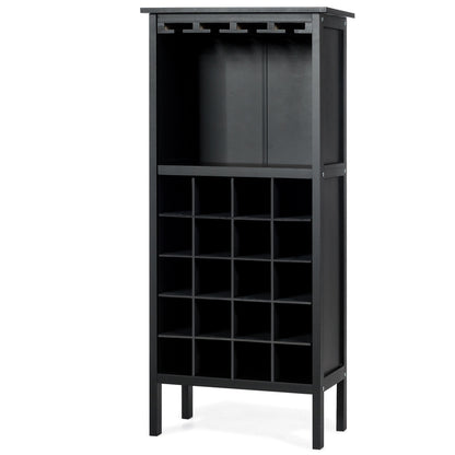Casier a Bouteille, Porte Bouteille vin, Etagere a Vin, Support de Verre à Pied Capacité 20 Bouteilles, Noir, Costway, 8