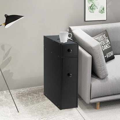 Armoire WC, Armoire salle de bain, Petit Meuble salle de bain, avec Deux Tiroir pour Cuisine Salle de Bains, Noir, Costway, 4