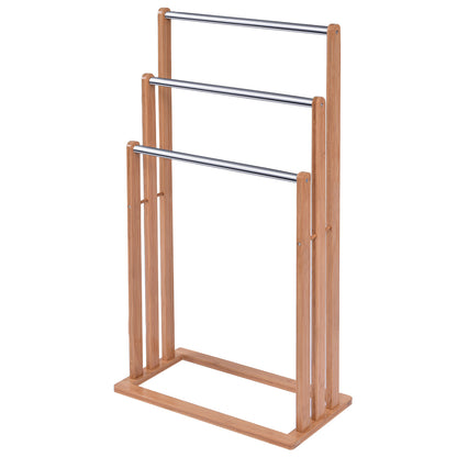 Porte Serviette Salle de Bain, Porte Serviette sur Pied, Porte Serviette Bois, Échelle pour serviettes 3 barres, Costway, 4