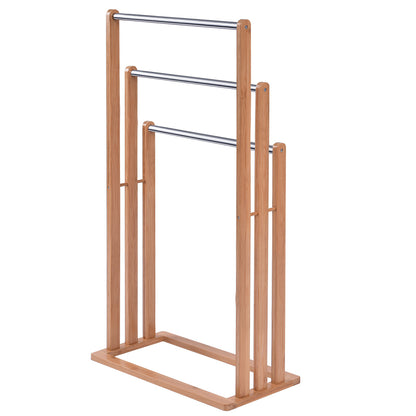 Porte Serviette Salle de Bain, Porte Serviette sur Pied, Porte Serviette Bois, Échelle pour serviettes 3 barres, Costway, 5