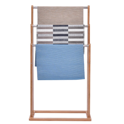 Porte Serviette Salle de Bain, Porte Serviette sur Pied, Porte Serviette Bois, Échelle pour serviettes 3 barres, Costway, 3