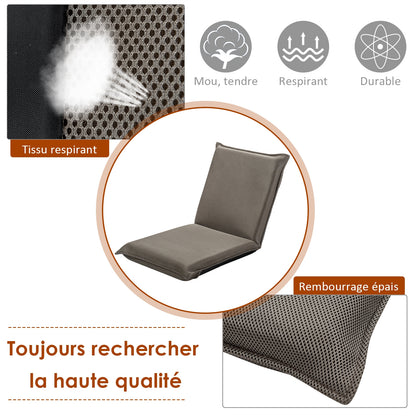 Chaise de Sol, Banquette Convertible, Pliable Tatami Inclinable en 6 Position, 44 x 54,5 x 53,5 CM, Gris, Costway, 6