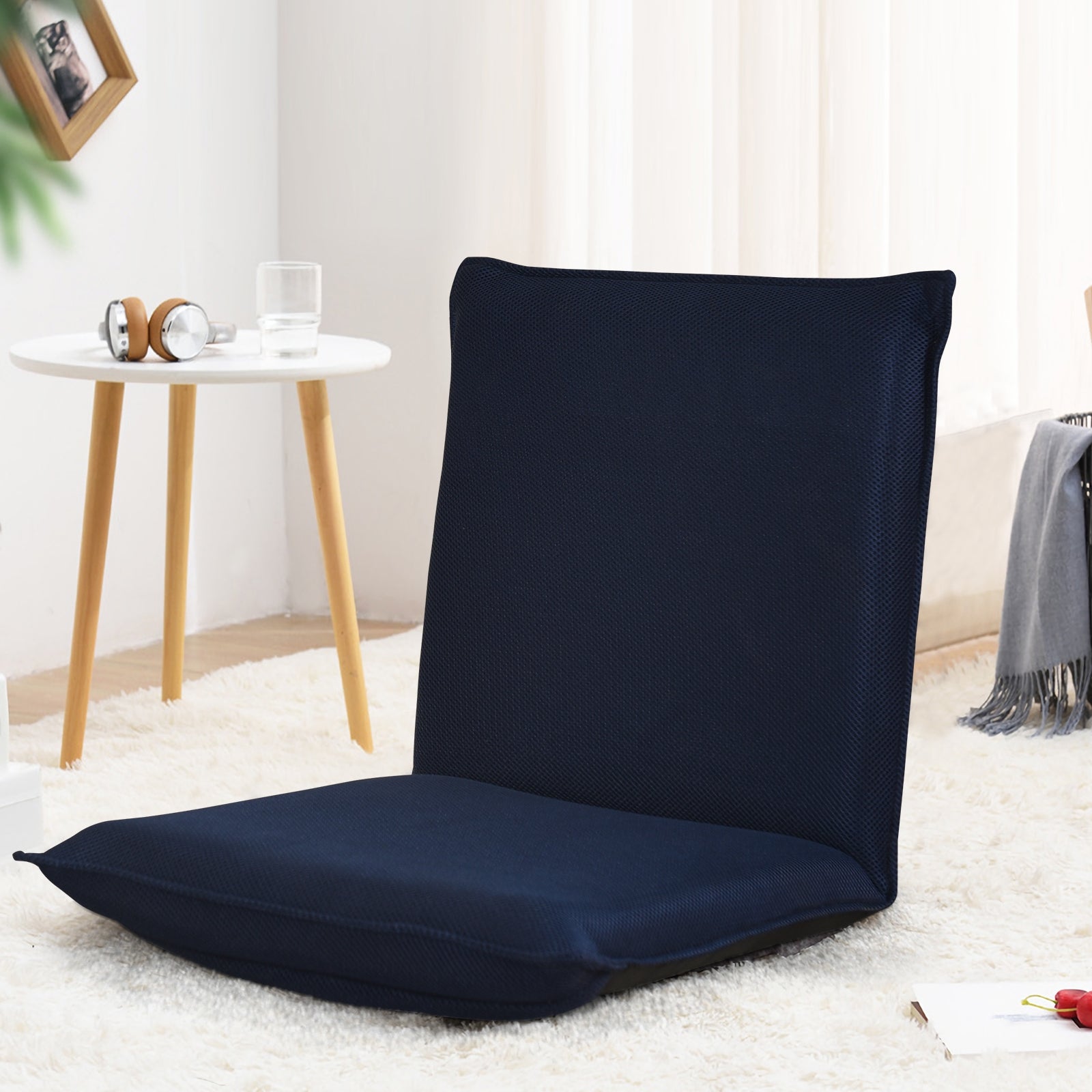 Chaise de Sol, Banquette Convertible, Pliable Tatami Inclinable en 6 Position, 44 x 54,5 x 53,5 CM, Bleu marine, Costway, 2