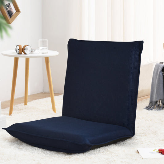 Chaise de Sol, Banquette Convertible, Pliable Tatami Inclinable en 6 Position, 44 x 54,5 x 53,5 CM, Bleu marine, Costway, 2