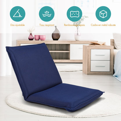 Chaise de Sol, Banquette Convertible, Pliable Tatami Inclinable en 6 Position, 44 x 54,5 x 53,5 CM, Bleu marine, Costway, 4