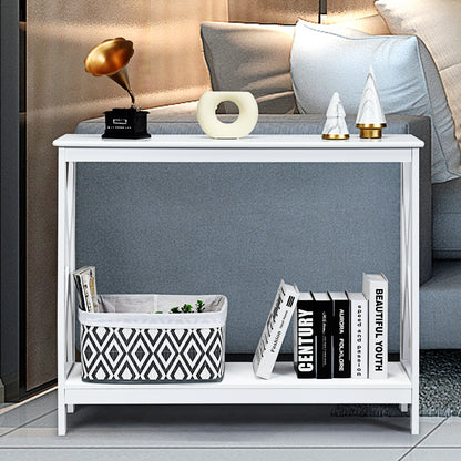 Console d'entrée, Petite Table, Petite Console Entrée, Table Console, Table de salon, Style Industriel, Blanc, Costway, 4