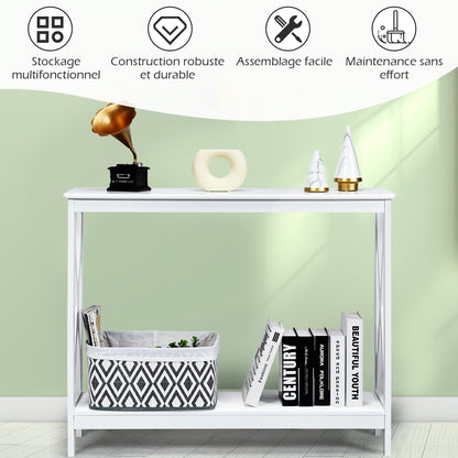 Console d'entrée, Petite Table, Petite Console Entrée, Table Console, Table de salon, Style Industriel, Blanc, Costway, 7