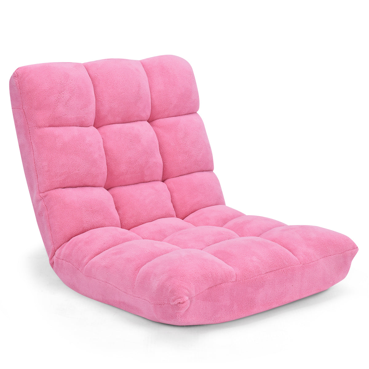 Chaise de Sol, Canapé Lit, Banquette Convertible, Canapé Lit Convertible, avec 14 Positions Réglables, Rose, Costway, 4