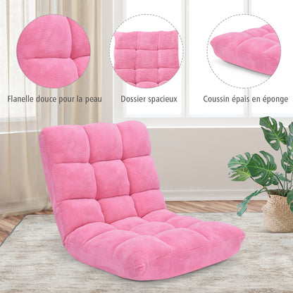 Chaise de Sol, Canapé Lit, Banquette Convertible, Canapé Lit Convertible, avec 14 Positions Réglables, Rose, Costway, 5