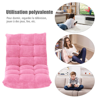Chaise de Sol, Canapé Lit, Banquette Convertible, Canapé Lit Convertible, avec 14 Positions Réglables, Rose, Costway, 6