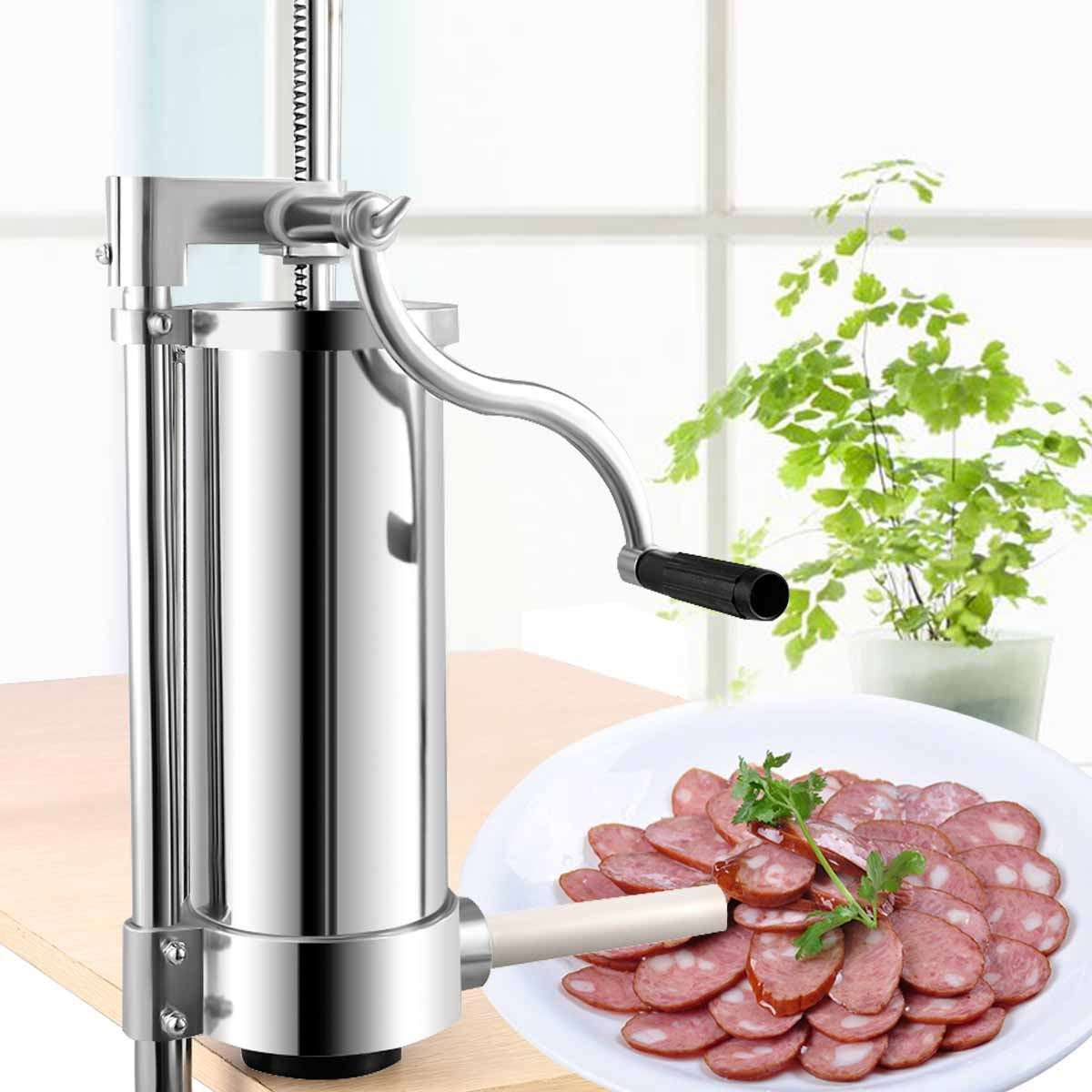 Poussoir à saucisses, Accessoire de remplissage de saucisses, 4 tubes en Acier Inoxydable capacité 2,5 kg, Costway, 2